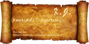 Kmetykó Jusztus névjegykártya